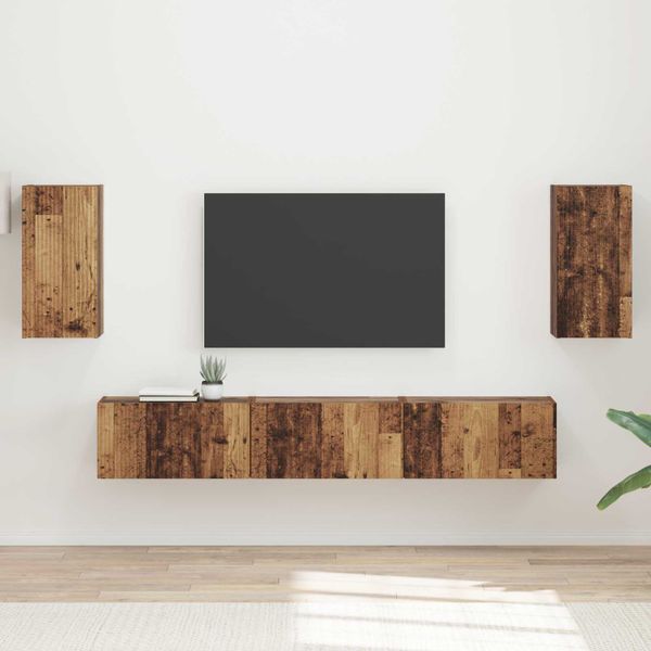 vidaXL Zostava TV skriniek Nástenný 5 pcs Staré drevo Kompozitné drevo
