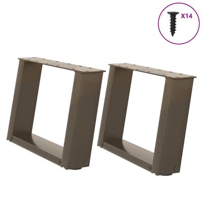 vidaXL Nohy konferenčného stolíka v tvare U, 2 ks, prírodná oceľ, 40 x (30-31) cm, oceľ