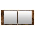 vidaXL LED kúpeľňová zrkadlová skrinka dymový dub 100x12x45 cm