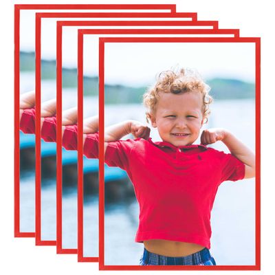 vidaXL Fotorámiky na stenu alebo stôl 5 ks červené 13x18 cm MDF