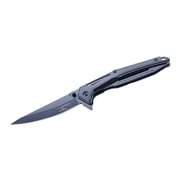 Herbertz 596612 jednoručný vreckový nôž 9,6cm D2, CNC frézovaný hliník, čierna