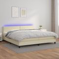 vidaXL Boxspring posteľ s matracom a LED krémová 200x200 cm umelá koža