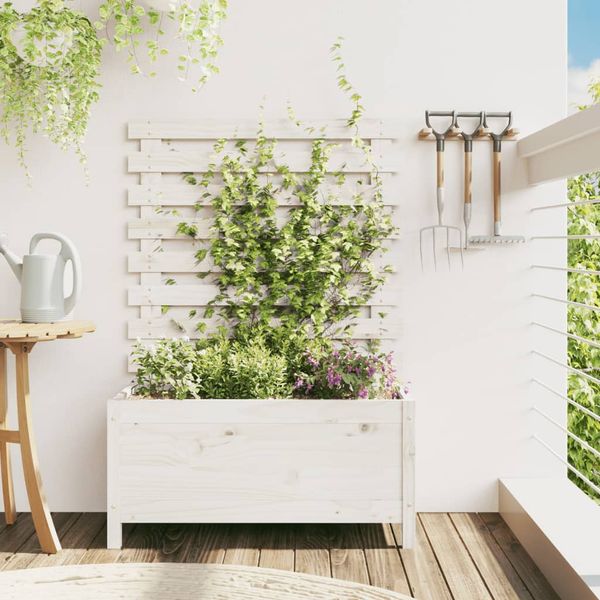 vidaXL Záhradný kvetináč s regálom 79x39,5x114 cm masívna borovica