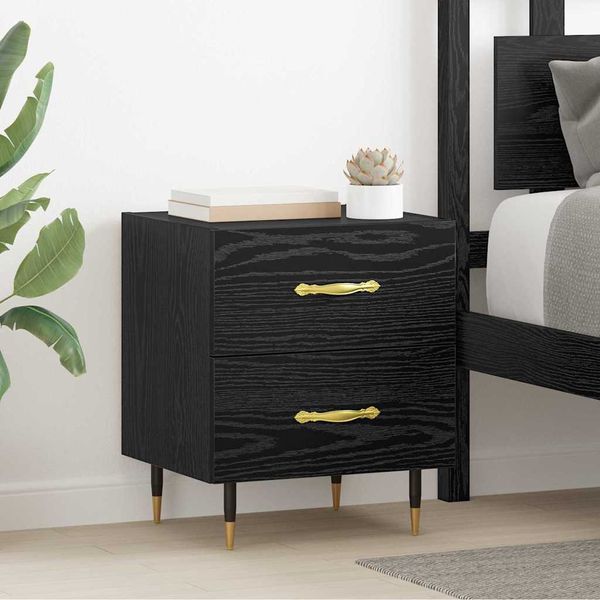 vidaXL Nočný stolík so zásuvkou 2 pcs Čierny dub 40 x 35 x 47,5 cm
