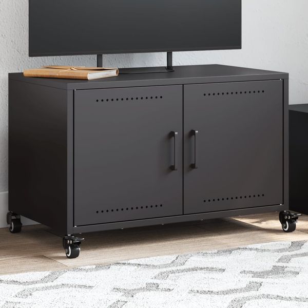 vidaXL TV skrinka čierna 68x39x43,5 cm oceľ