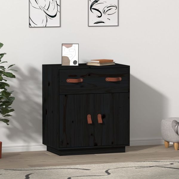 vidaXL Komoda, čierna 65,5x40x75 cm, borovicový masív
