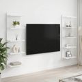 vidaXL Stenná polica 2 ks Biela 30 x 15 x 100 cm Kompozitné drevo