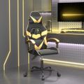 vidaXL Otočná herná stolička čierna a zlatá umelá koža