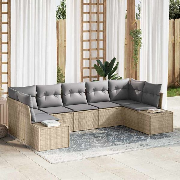 vidaXL Súprava záhradných pohoviek 7 pcs Beige a svetlo šedá