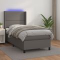 vidaXL Boxspring posteľ s matracom a LED sivá 80x200 cm umelá koža
