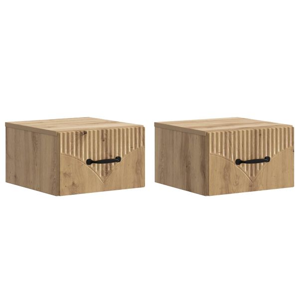 vidaXL Nástenná nočná skrinka 2 pcs Dub artisan 34,5 x 33 x 20 cm