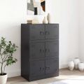 vidaXL Komoda čierna 67x39x107 cm oceľová
