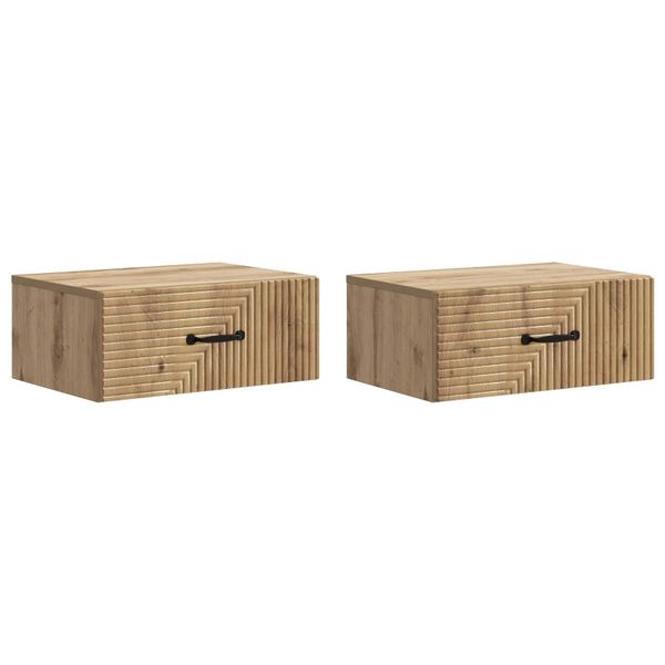 vidaXL Nástenná nočná skrinka 2 pcs Dub artisan 49 x 34,5 x 20 cm