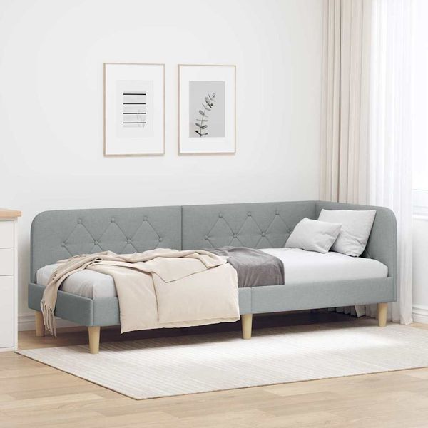 vidaXL Rohový rám postele Svetlosivá 80 x 200 cm látka