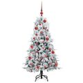 vidaXL Umelý Sklápací Vianočný Stromček Biela 150 cm PE a PVC