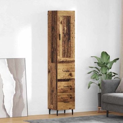 vidaXL Highboard Staré drevo 34,5 x 34 x 180 cm Kompozitné drevo