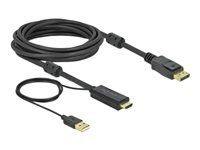 Kábel video/audio - HDMI, USB (iba napájanie) s pínmi (male) do DisplayPort s pínmi (male) - 5 m - trojnásobne tienený - čierna - podporuje 4K