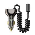 Nabíjačka do auta BWOO CC96L 30W PD 1x USB-C 1x USB port s lightning káblom sivá