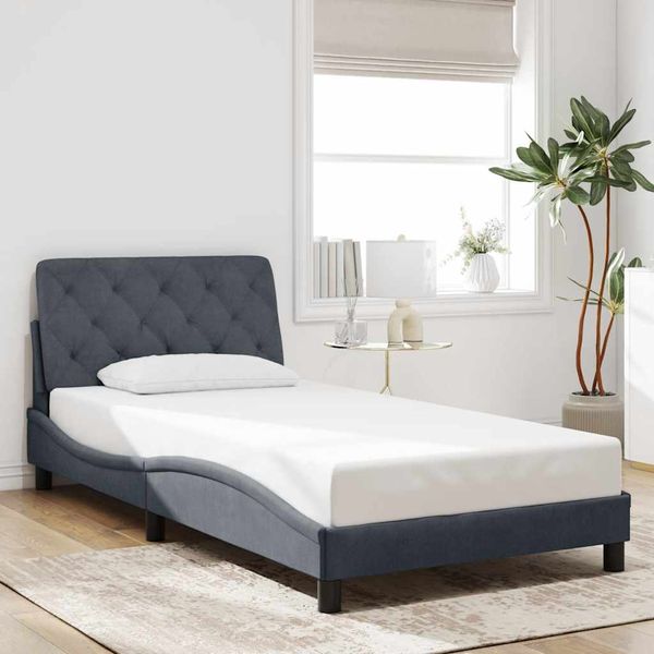 vidaXL Rám postele bez matraca tmavosivá 100x200 cm zamat