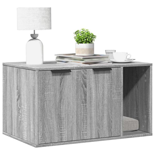 vidaXL Uzavretý box na stelivo sivá sonoma 80x50x45cm kompozitné drevo
