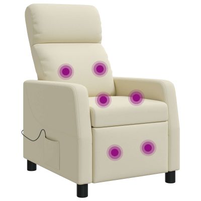 vidaXL Masážne relaxačné kreslo Krémová Umelá koža