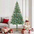 vidaXL Umelý vianočný stromček s 300 LED-i Zelená 180 cm PVC a oceľ