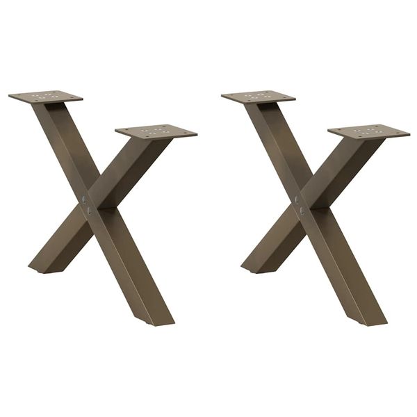 vidaXL Nohy konferenčného stolíka v tvare X, 2 ks, prírodná oceľ, 60 x (30-31) cm, oceľ