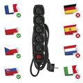 Predlžovací kábel EMOS PC1512 s vypínačom 2 m, 5 zásuviek, čierny, PVC, 1 mm2