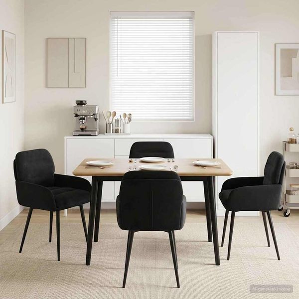 vidaXL Jedálenské stoličky 4 ks Zamat Čierna 59 x 59,5 x 90 cm