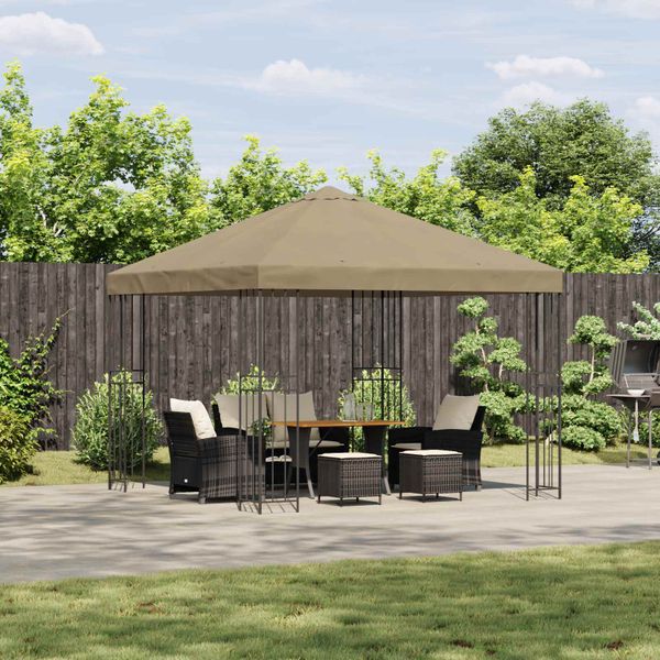vidaXL Altánok 3 x 3 m Béžová Polyester a oceľ 190 gsm