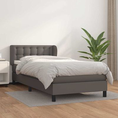 vidaXL Boxspring posteľ s matracom sivá 90x190 cm umelá koža