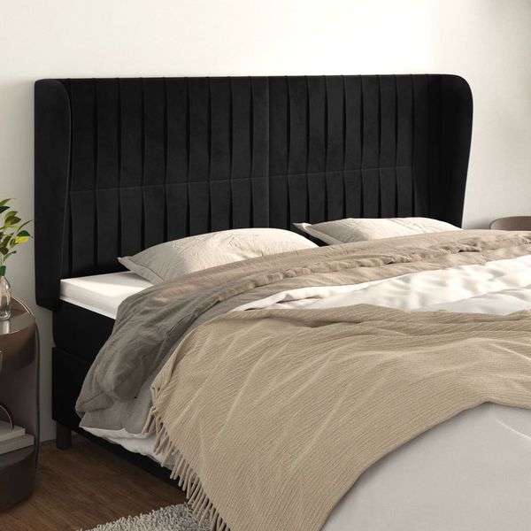 vidaXL Čelo postele so záhybmi čierne 183x23x118/128 cm zamat