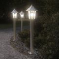 vidaXL Vonkajšie stojace lampy 3 ks strieborné 80cm nehrdzavejúca oceľ