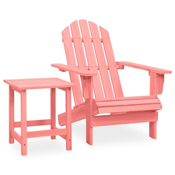 vidaXL Záhradná stolička Adirondack so stolíkom jedľový masív ružová