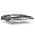 vidaXL Kovový rám postele s predným a zadným čelom biely 183x213 cm
