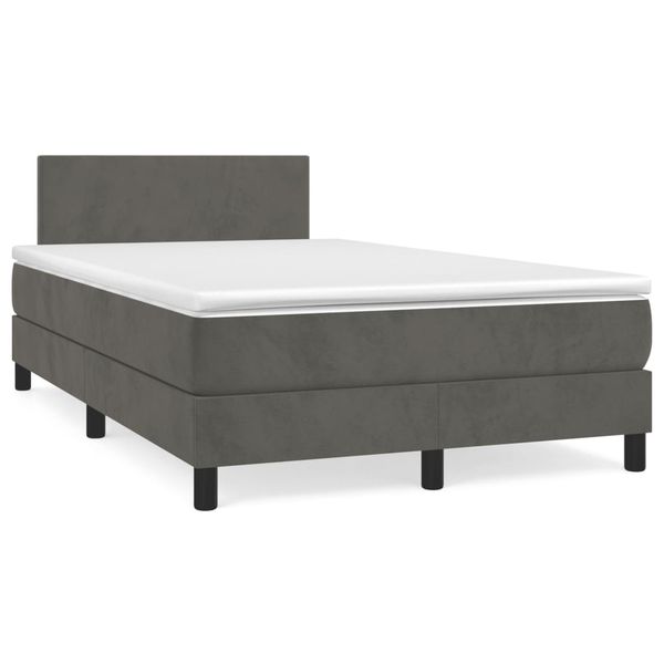 vidaXL Boxspring posteľ s matracom, tmavosivá 120x190 cm, zamat