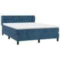 vidaXL Posteľný rám boxsping s matracom tmavomodrý 140x200 cm zamat