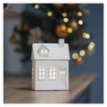 LED keramický domček, 18 cm, 1x CR2032, vnútorná, teplá biela, časovač
