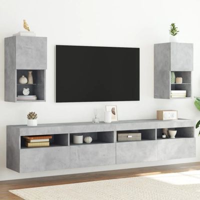 vidaXL TV skrinky s LED svetlami 2 ks betónovo-sivé 30,5x30x60 cm
