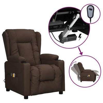 vidaXL Elektrické masážne kreslo hnedé umelá koža
