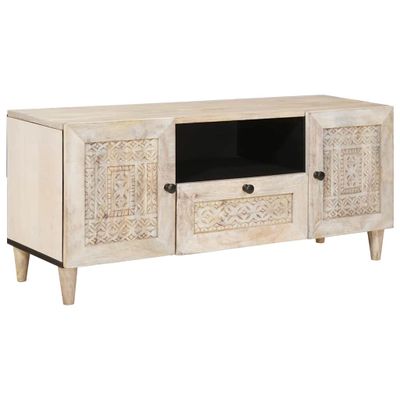 vidaXL TV jednotky so zásuvkou Biela 105 x 33 x 46 cm Kompozitné drevo