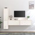 vidaXL TV skrinky 4 ks biele masívna borovica