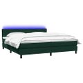 vidaXL Box Spring Posteľ s matracom a LED Tmavo zelená 200x210 cm Zamat