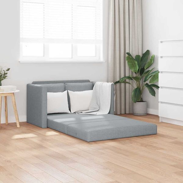 vidaXL Podlahová rozkladacia pohovka 2v1 svetlosivá 112x174x55cm látka