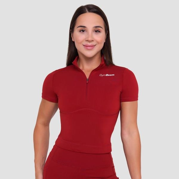 Dámske tričko Cropped Ignite Dark Red - GymBeam, veľkosť L, veľkosť oblečenia L