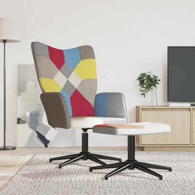 vidaXL Relaxačné kreslo s podnožkou patchwork látka