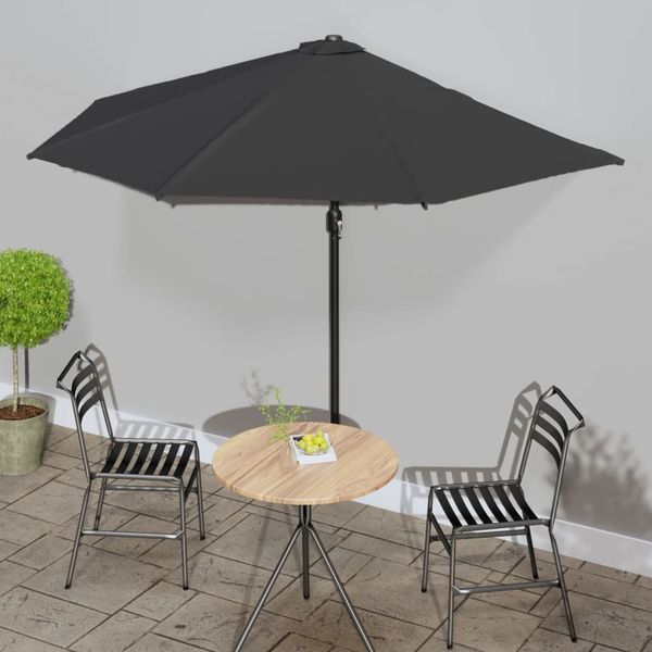 vidaXL Balkónový slnečník, hliníková tyč,čierny 300x155x223cm, polkruh