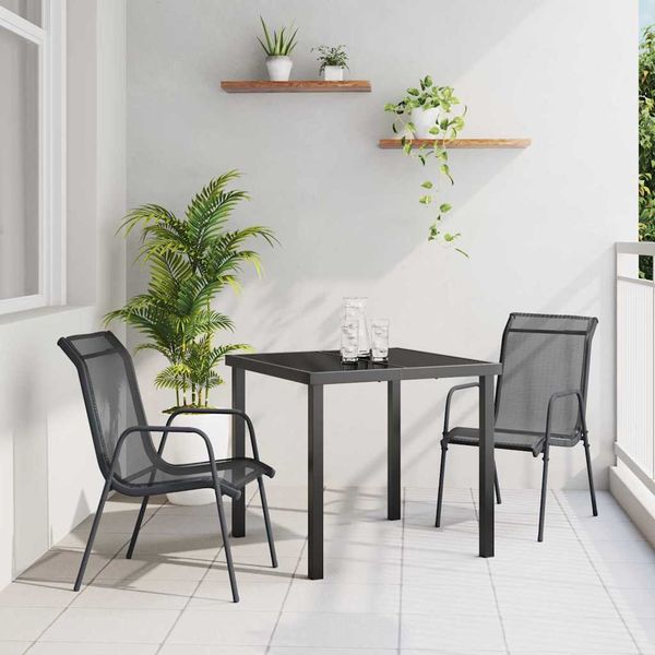 vidaXL Záhradný jedálenský set 3 pcs Čierna