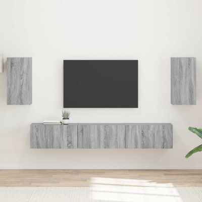 vidaXL Zostava TV skriniek Nástenný 5 pcs Sivý Sonoma Kompozitné drevo