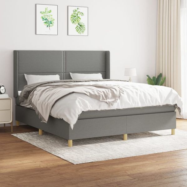 vidaXL Boxspring posteľ s matracom tmavosivá 180x200 cm látka